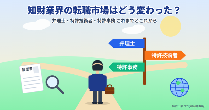 知財業界の転職市場(分かれ道のイラスト)